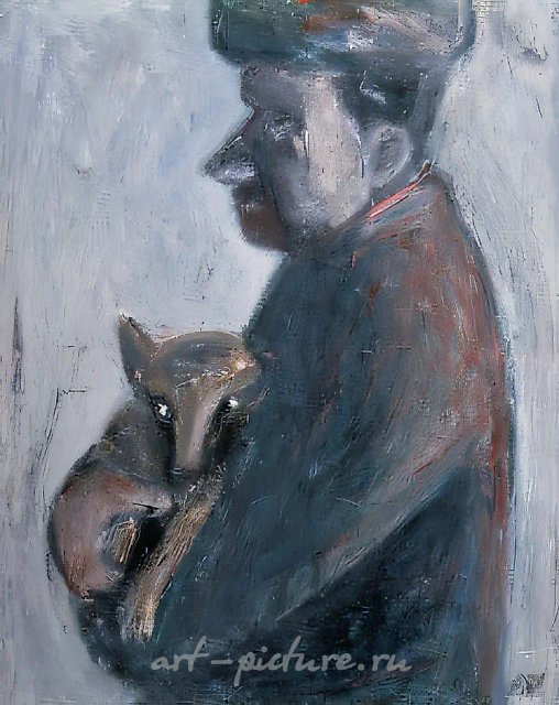 Человек с собакой, 1986, Холст, масло, 70х90 см Частное собрание, Франция