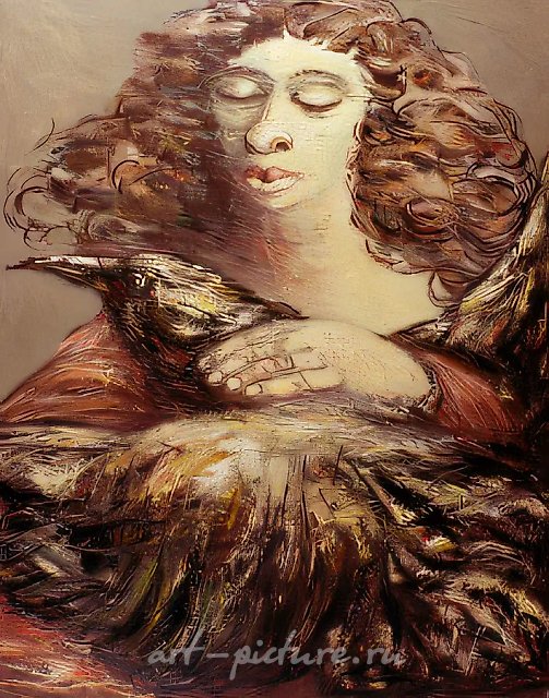 Девушка с птицей, 1995, Холст, масло, 130х160 см Собственность автора