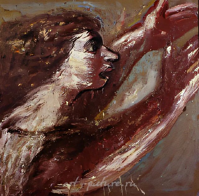 Бегущая, 1994, Холст, масло, 125х125 см Собственность автора