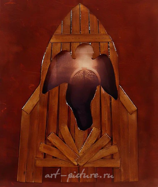 木制宇宙，1993年，木材、金属、胶片，55×50厘米
