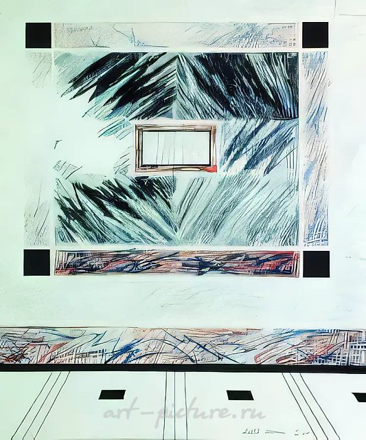 Волшебный мир московского метро, 1983, Бумага, восковые мелки, пастель, 90х70 см Собственность автора