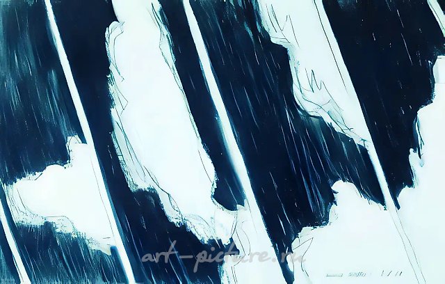 Левитан. "Март", 1987, Бумага, восковые мелки, 1987 Собственность автора