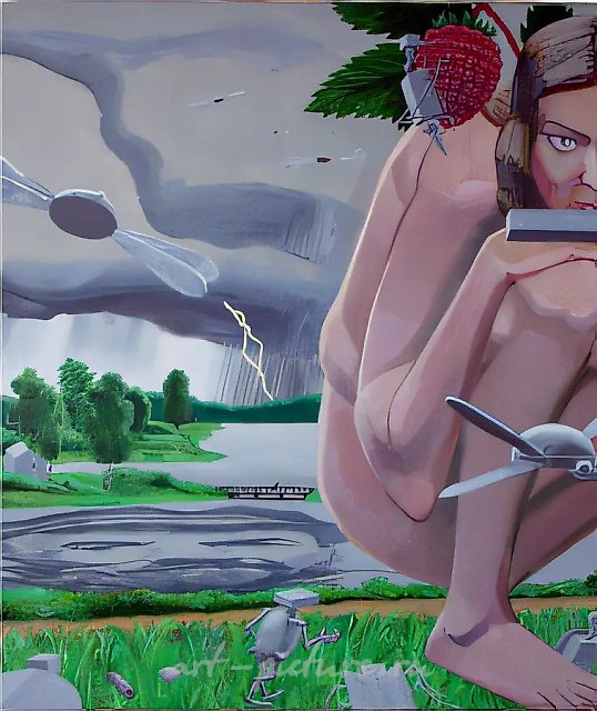 《列宁与机器人》系列。风暴即将来临，2003年，布面油画。