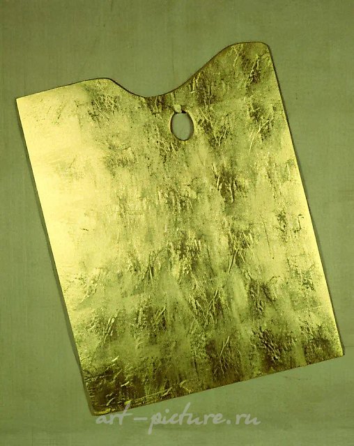 Minimalist Palette, 1992, Wood, oil, gold, varnish, 50 x 40 cm Ch.Keesee’s collection, USA