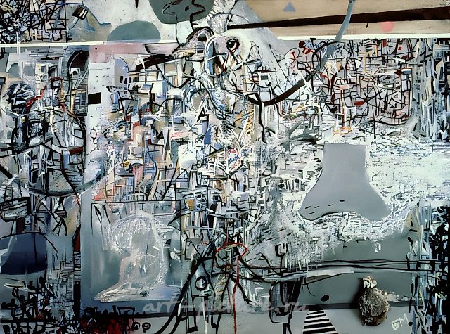 Путешествие в город мертвых, 1987, Смешанная техника, 100х120 см Работа утеряна