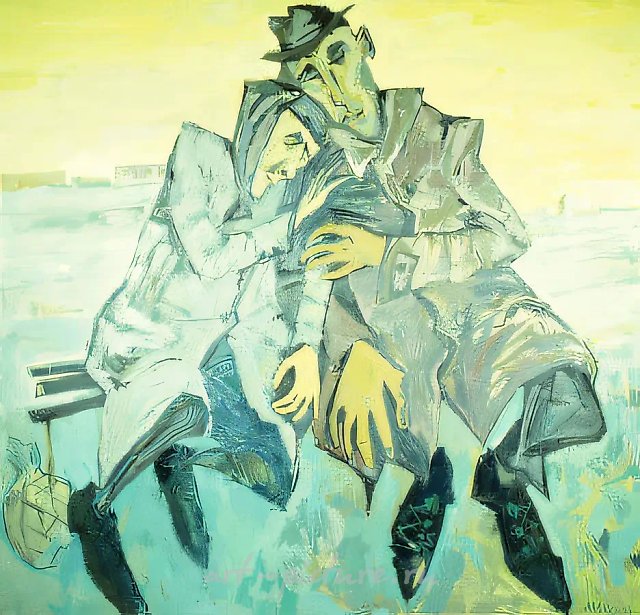 Люди на пустыре, 1989, холст, масло, 200х200 Частное собрание. Люксембург