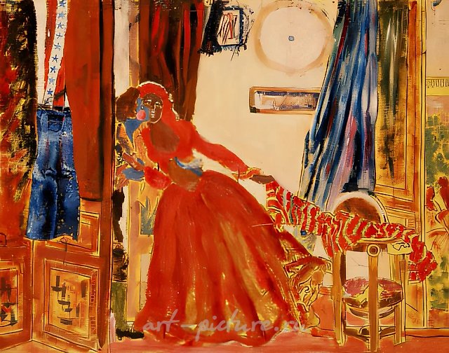 Фрагонар. Из серии "Школа живописи"  (совместно с Г.Донским и В.Скерисом), 1975, Оргалит, масло, 90х120 см Собственность М.Рошаля
