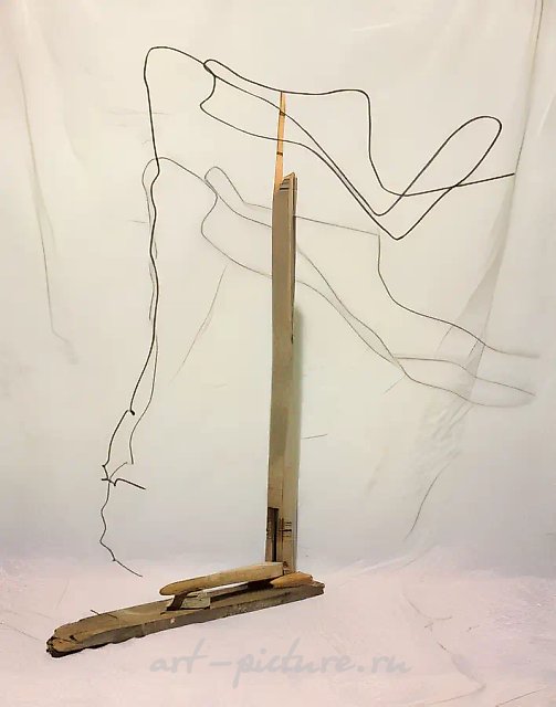 Марина, 1989, Дерево, стальная проволока, камень, 120х50х42 см Собственность автора