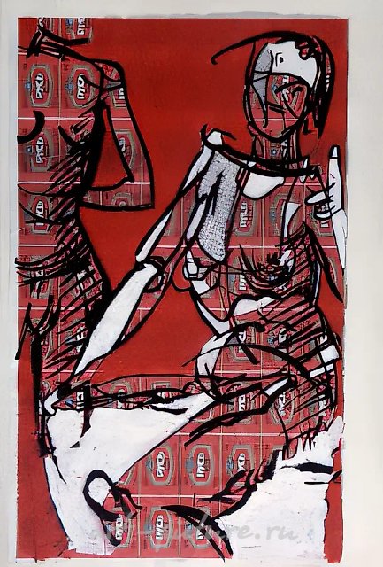 Пиво "Русь", 1991, Бумага, темпера, гуашь, акрил, 90х70 см Собрание М.Интема, США