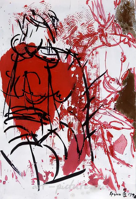Модель, 1991, Бумага, акрил, темпера, гуашь, масло, 80х60 см Частная коллекция, Великобритания