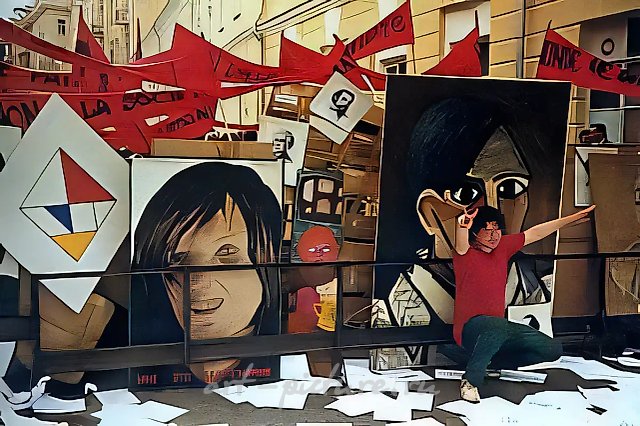 Non-Governmental Control Commission (headed by Osmolovsky), 1998. Barricade (dedicated to the events of 1968 in Paris), Bolshaya Nikitskaya Street, Moscow, May. Documentation of action