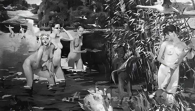 金鱼（与V.杜博萨尔斯基合作），1994年，布面油画，200 x 350厘米，作者所有