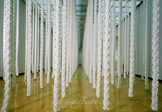 船之林。装置全景。国立特列季亚科夫画廊，1996年，聚丙烯绳。