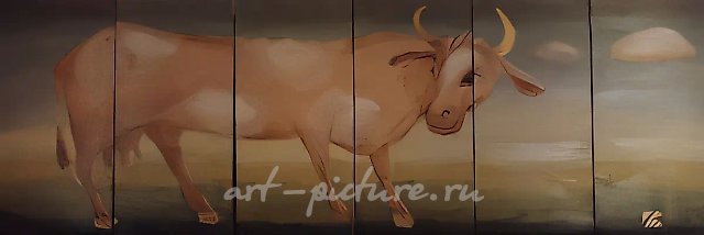Телец, 1993, Холст, масло, 145 х 300 см Собственность автора