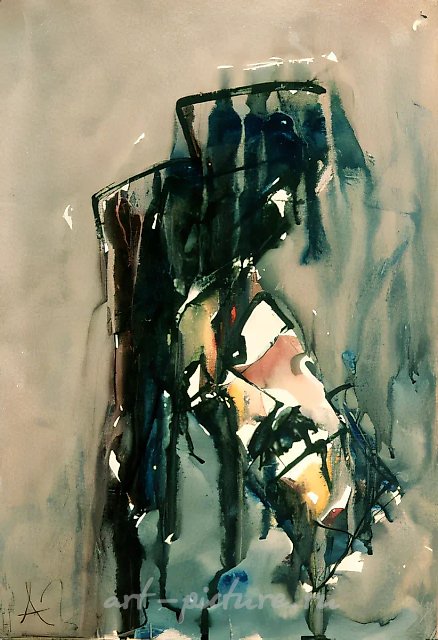 Автопортрет, 1958, бумага, акварель, 55x35 Собрание Л.Мухина,Москва