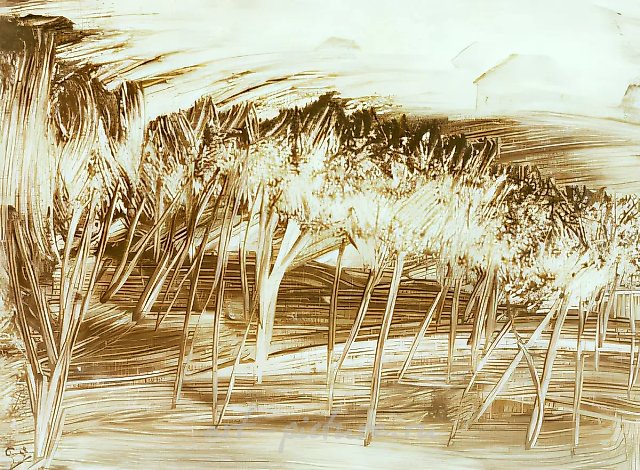 № 14. Пейзаж в черном, 1989, картон, масло, 50 х 69