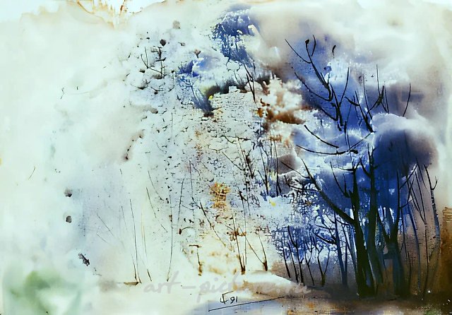 Холодный ветер, 1991, бумага, акварель, 20 x 30