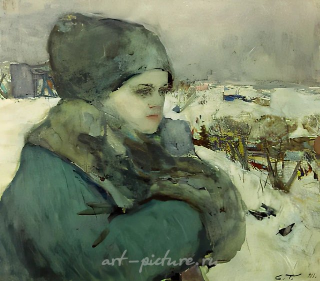 Зимой, 1911, бумага, акварель, 41х45,5