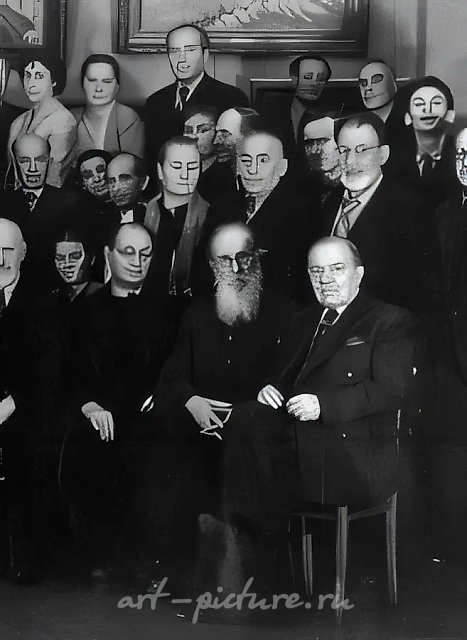 Правление МОСХа. Фрагмент., 1956,  ,   Сидят: Фальк, Фаворский, Павел Кузнецов.