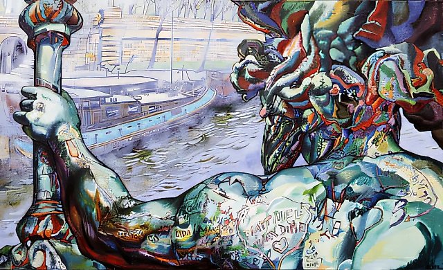 Увеличение (диптих). Скульптура моста Александра III в Париже, 1994, холст, масло, 76 x 121