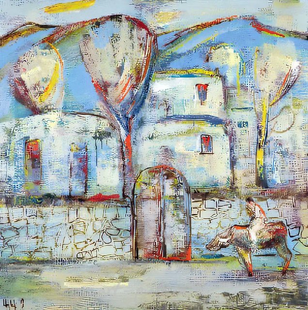 Blue Motif, 1995, canvas, oil, 75x75 cm. Author`s property