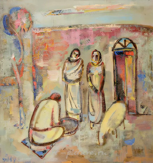 Courtyard, 1994, canvas, oil, 120x116 cm. Author`s property