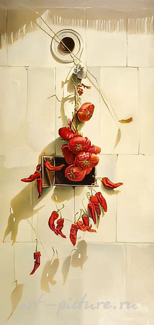 Вечерние тени, 1995, холст, акрил, 140х70