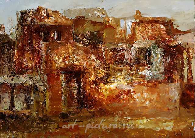 Старый двор, 1996, холст, масло, 50х70