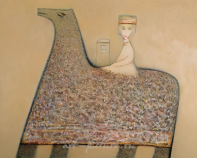 На коне, 1997, холст, масло, 85x100