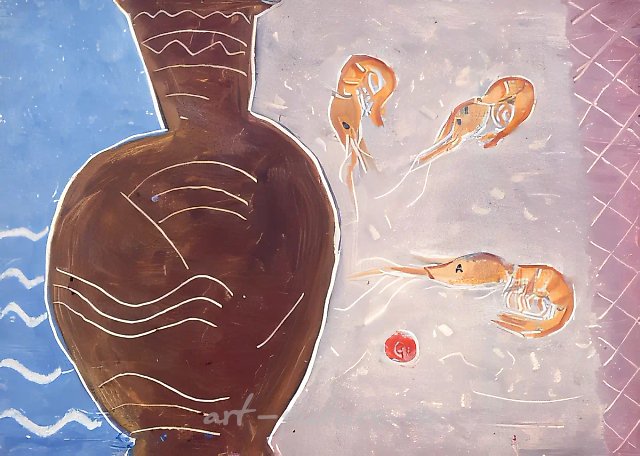 Креветки, играющие в мяч, 1961, картон, масло, 24х33