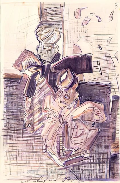 Бутылки с бантами. Рисунок из серии, 1993, бумага, цветные карандаши, 27,5x18,5