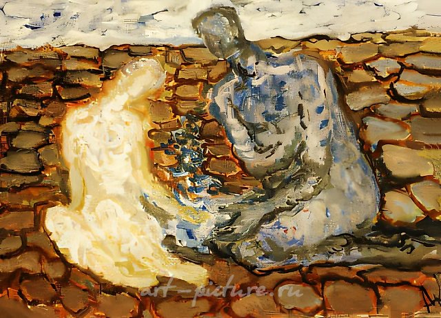 «В пустыне», 1995, масло на холсте, 75x60