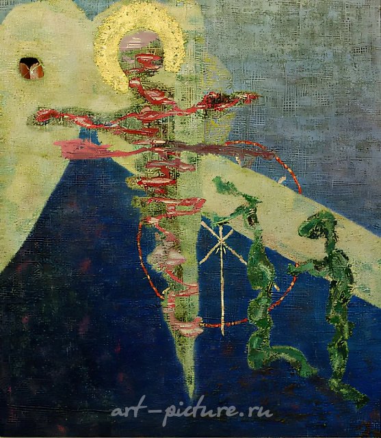 Творение, 1970, мешковина, масло, бронза, коллор, 116x105 Собственность автора