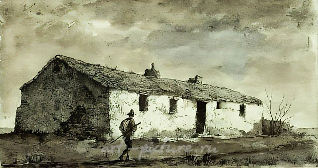 Странник, 1951, офорт, 8х15