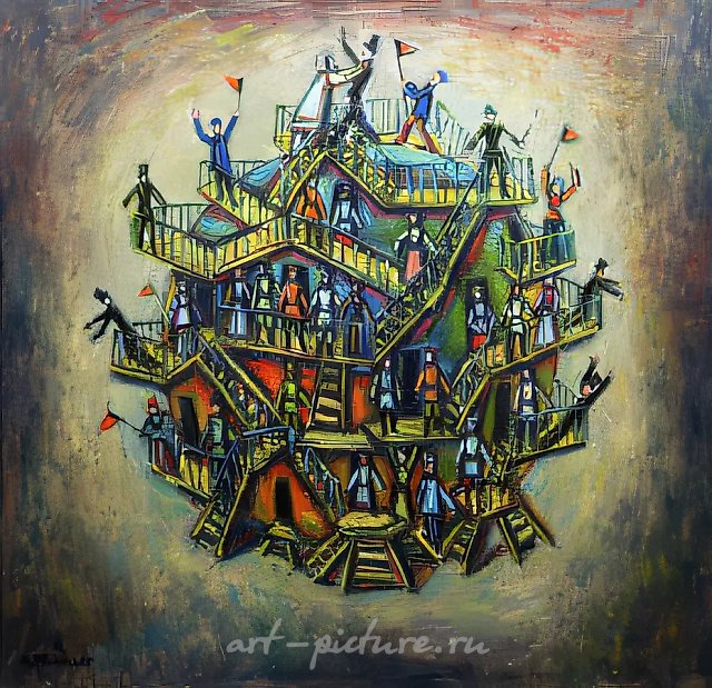 Эскиз к комедии "Мистерия-буфф", 1971, холст, масло, 80х80