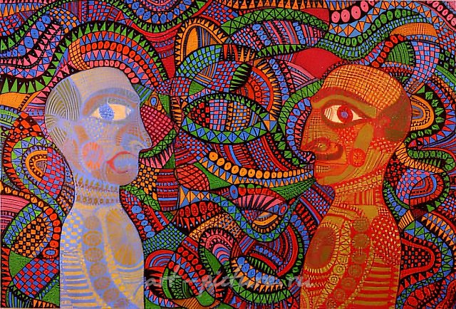Беседа (Диалог №2), 1992, холст, масло, 73x95. Частная коллекция, Финляндия