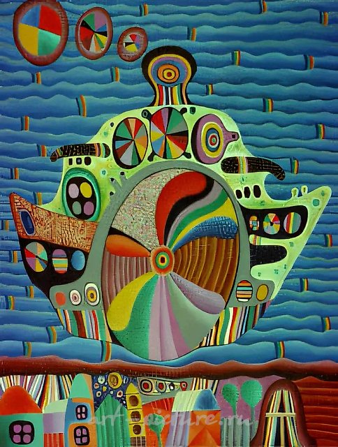 Пароход, 1993, холст, масло, 50x70 см. Частная коллекция, Германия