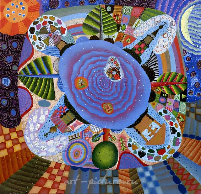 Русская симметрия. Кижи. Серия «Окно в Русский Север», 1994, холст, масло, 45x45 см