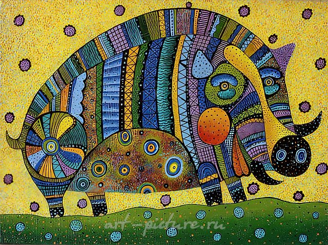 Кабан. Вепсская серия, 1993, холст, масло, 30x40. Частная коллекция, Финляндия