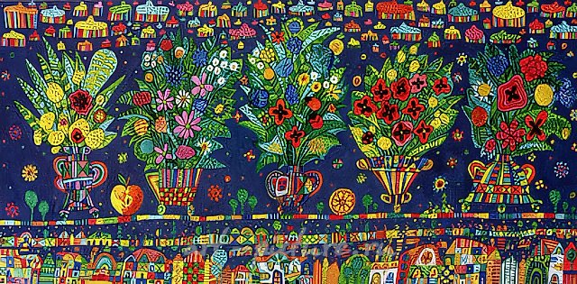 Цветы. Мартиросу Сарьяну. Из серии «Подарки». Диптих. Правая часть, 1994, холст, масло, 65x108