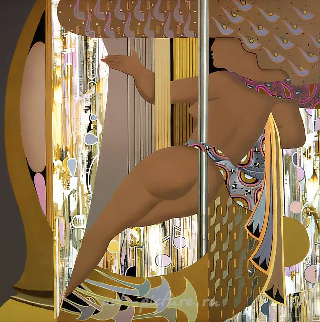 Арфистка, 1991, акрил, картон, лак, 60x70. Частная коллекция