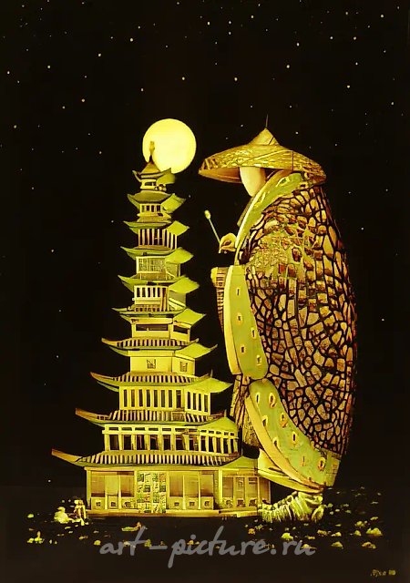 Полная луна, 1995, бумага, тушь, 110х77