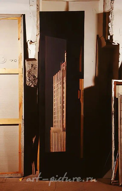 Здание, 1995, масло на холсте, 250x65