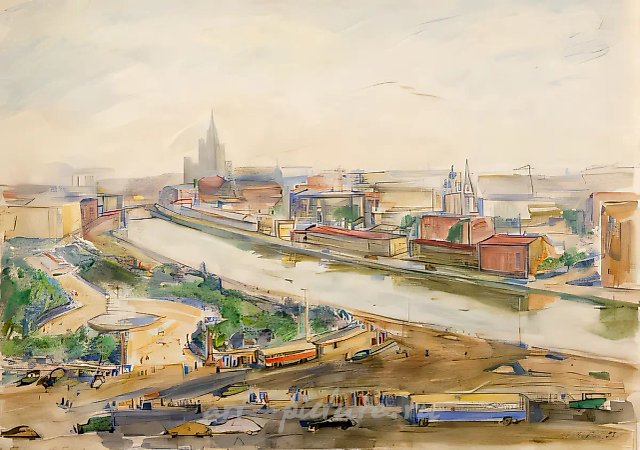 Москва, 1956, бумага, акварель, 42х55