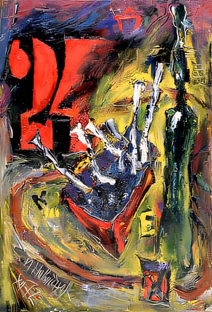 Still Life with an Ashtray, 1972, cardboard, oil, 50x35