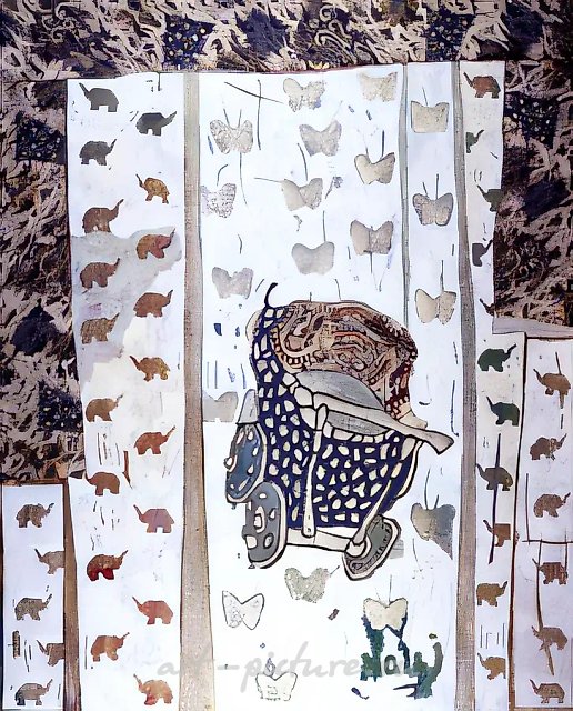 Первый снег, 1995, холст, масло, ткань, 120х100