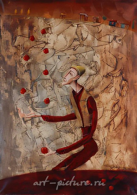 Жонглёр с яблоками, 1997, масло на холсте, 70x50