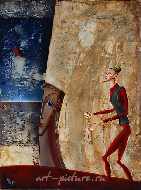 Продавец шаров., 1997, холст, масло, 80 х 60