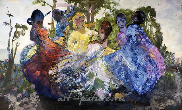 Танцующие девушки, 1978, холст, масло, 100х159