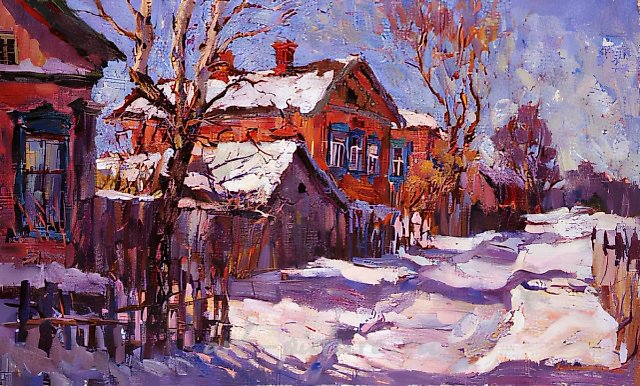 Зимнее солнце, 1996, холст, масло, 50х80